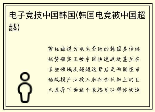 电子竞技中国韩国(韩国电竞被中国超越)